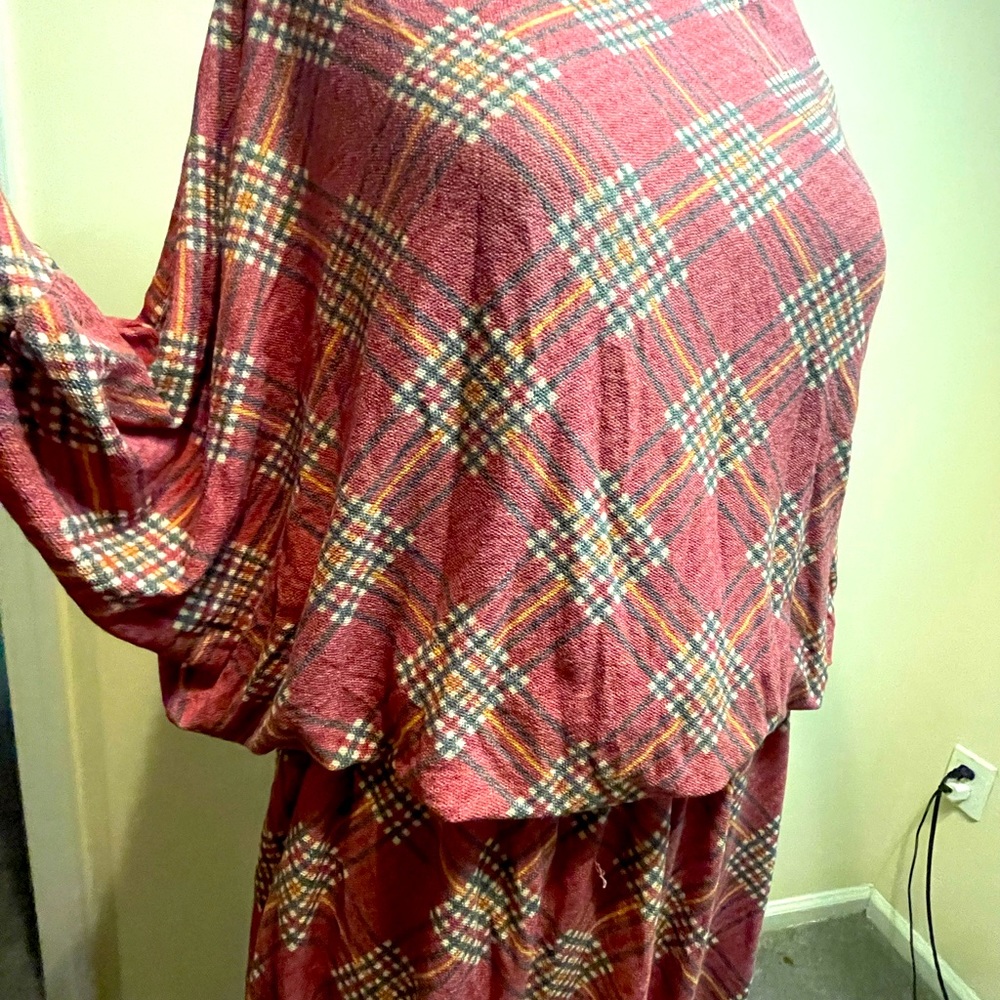 Plum plaid dolman sleeve skirt set
